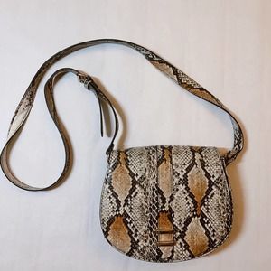 Neiman Marcus Beige Snake Faux Leather Bag Crossbody Messenger